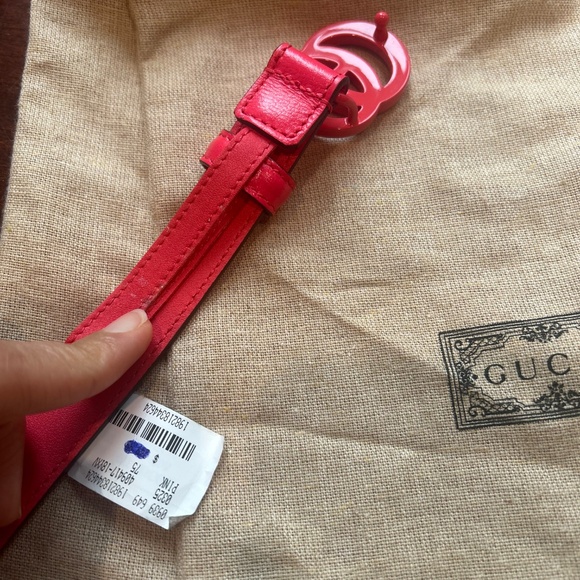 BNWT authentic Gucci Marmont GG thin bright pink belt - Picture 4 of 5